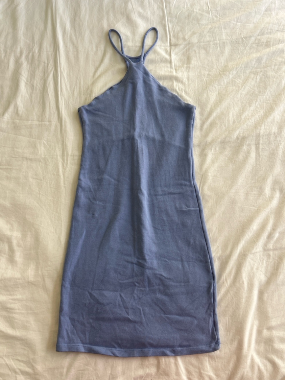 Zara Lavender-Blue Halter Mini Dress
